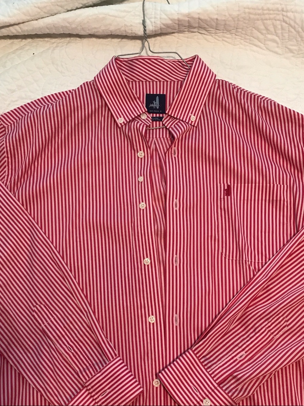 Men's Red Stripe Button-Down Dress Shirt Johnnie O